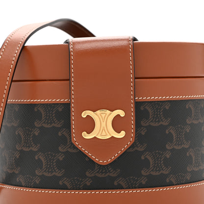 Celine Calfskin Triomphe Canvas Medium Tambour Bag Tan 8 of 10