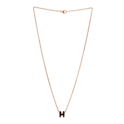 Hermes Lacquered Rose Gold Mini Pop H Pendant Necklace Black 2 of 4