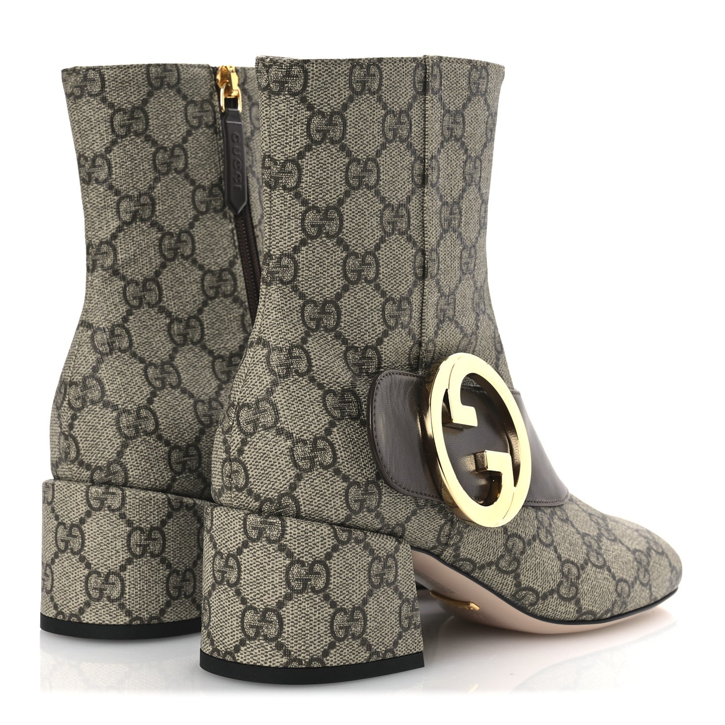 GG Supreme Monogram Malaga Kid Blondie 55mm Ankle Boots 37 Beige Ebony New Acero