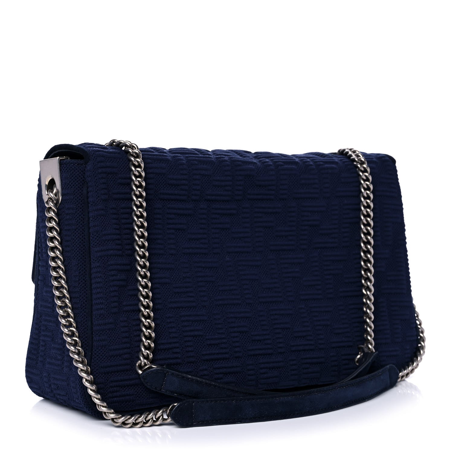 Fendi Technical Fabric FF Large Chain Baguette Marino 3 of 10