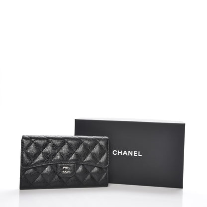 Chanel Caviar Quilted Long Flap Wallet Black 9 of 9