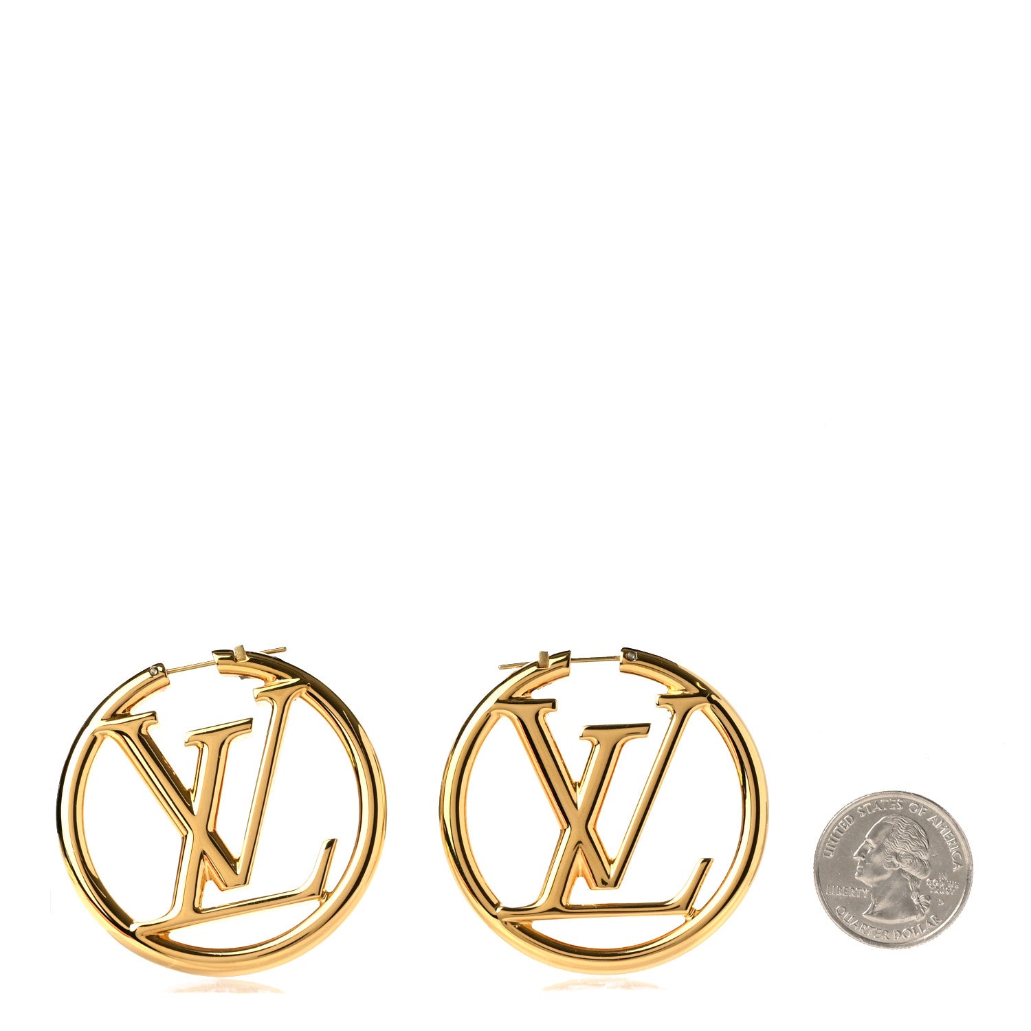 Louis Vuitton Metal Louise Hoop Earrings Gold 2 of 6