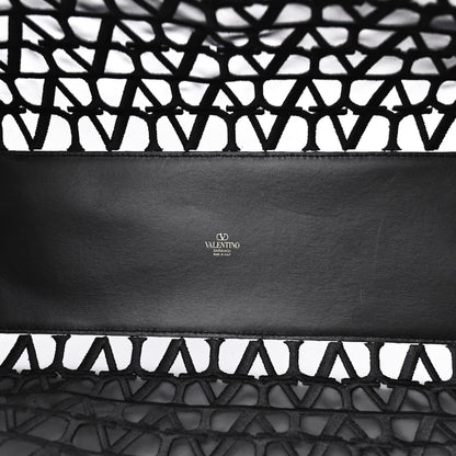 Valentino Garavani Toile Mesh Iconographe Goatskin Le Troisieme Shopping Bag Black 6 of 11