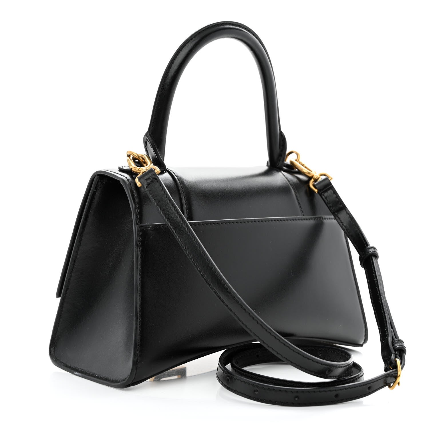 Balenciaga Shiny Box Calfskin Small Hourglass Top Handle Bag Black 3 of 13
