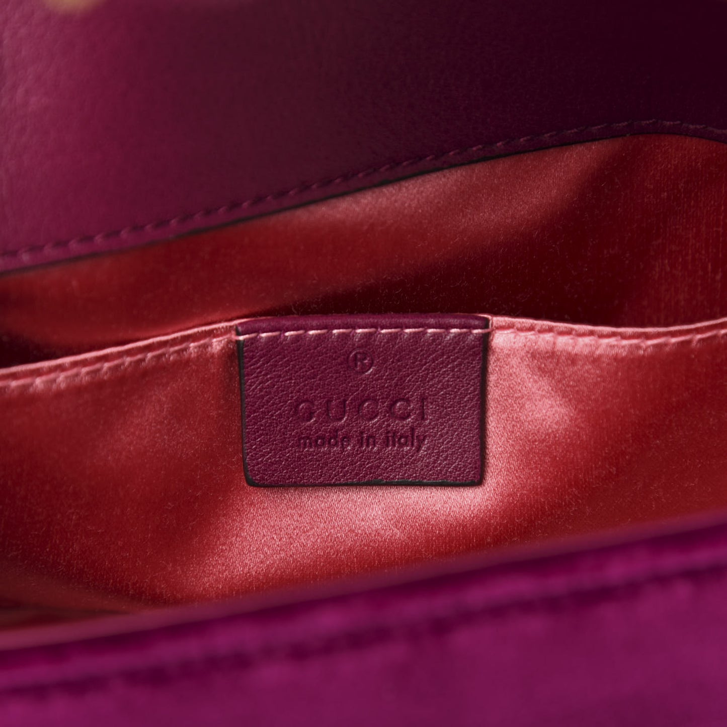 Velvet Matelasse Mini GG Marmont Shoulder Bag Fuchsia Violet Cyclamen