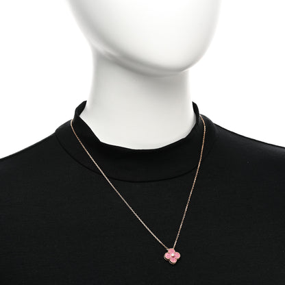 Van Cleef & Arpels 18K Rose Gold Diamond Rhodonite Vintage Alhambra Pendant Necklace 2 of 5