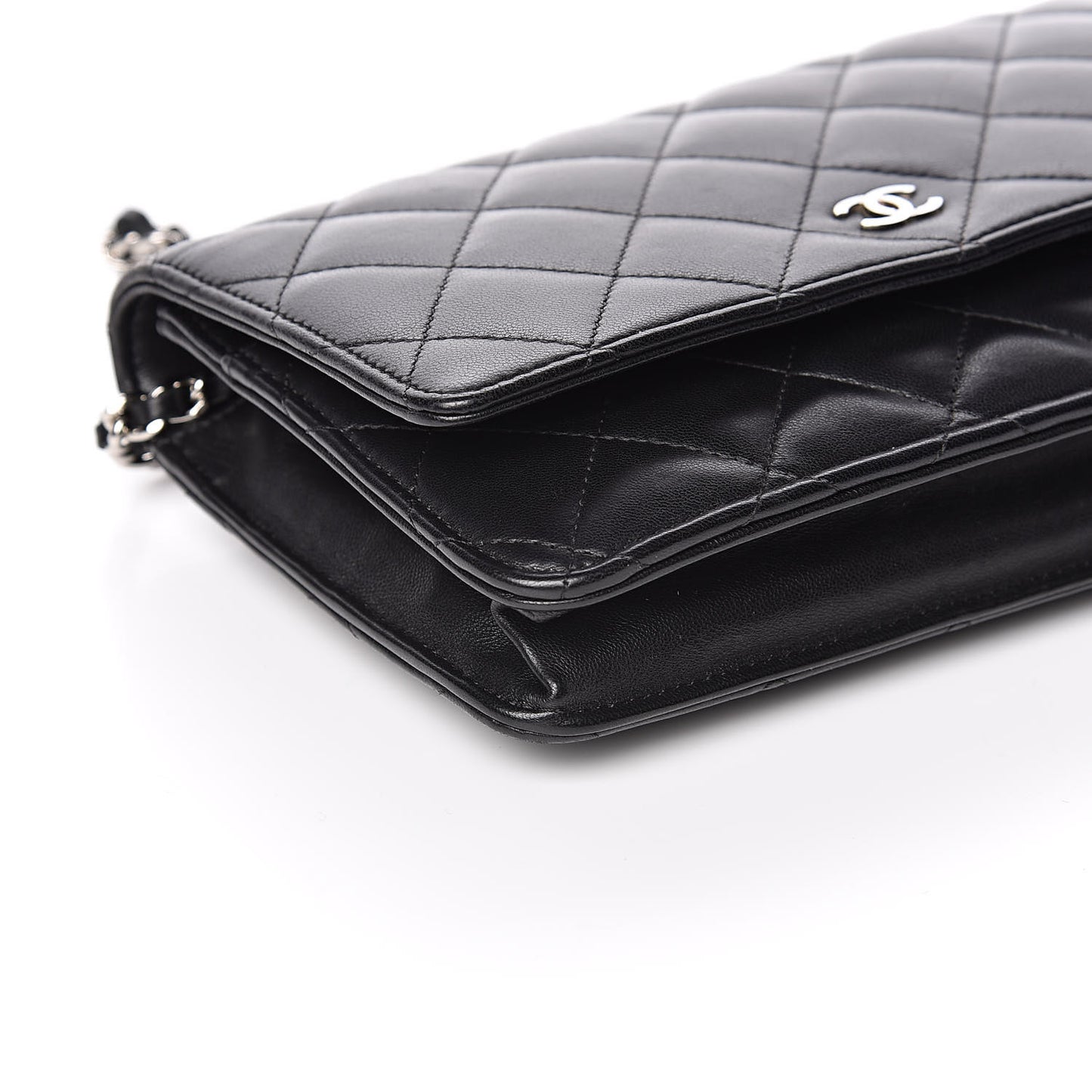 Lambskin Quilted Wallet On Chain WOC Black