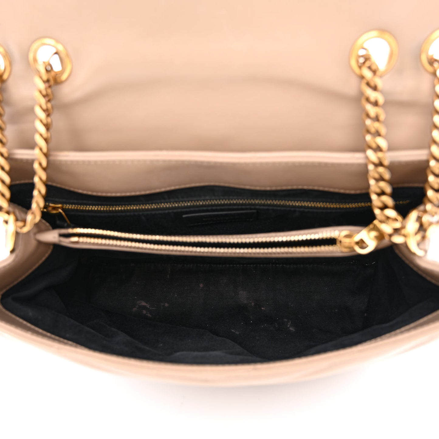 Calfskin Y Quilted Monogram Medium Loulou Chain Satchel Dusty Grey