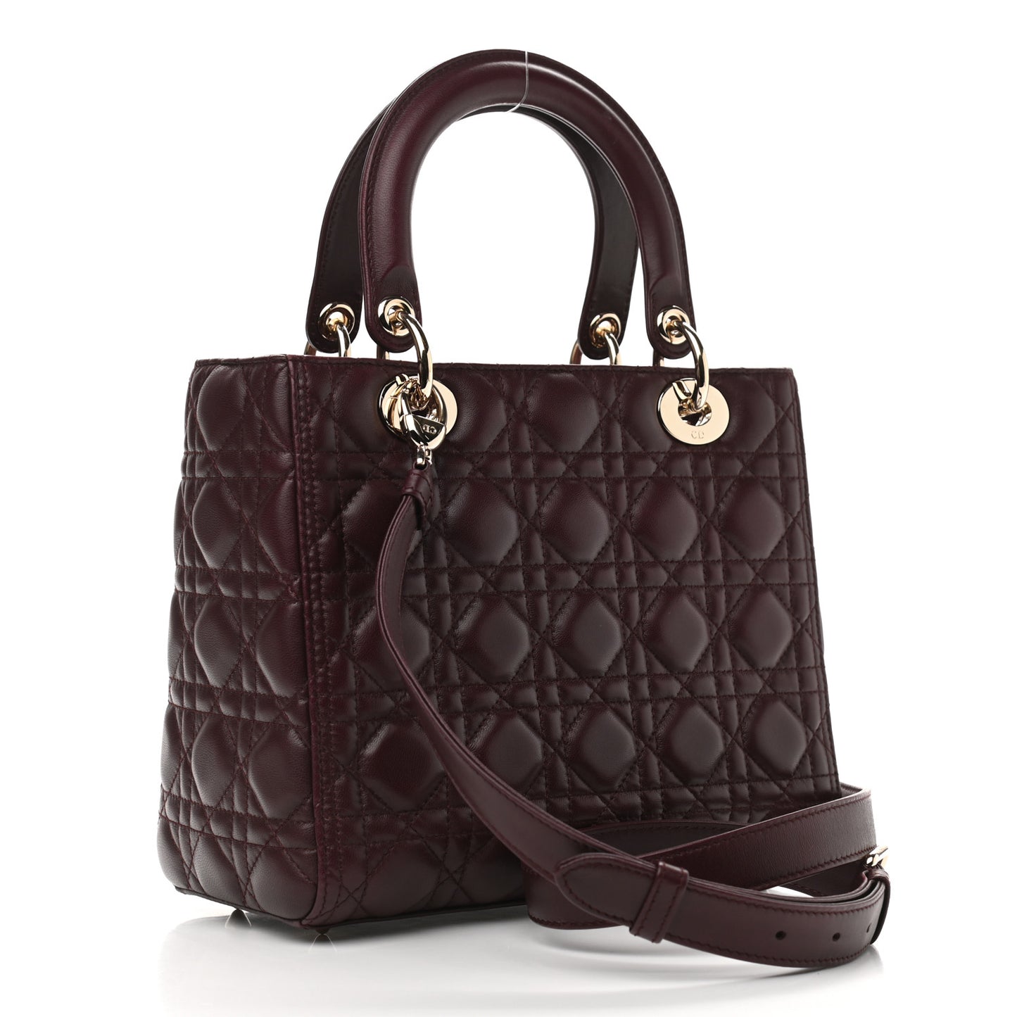 Lambskin Cannage Medium Lady Dior Aubergine