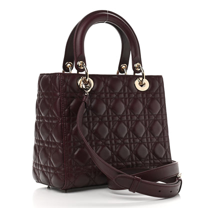 Christian Dior Lambskin Cannage Medium Lady Dior Aubergine 3 of 12