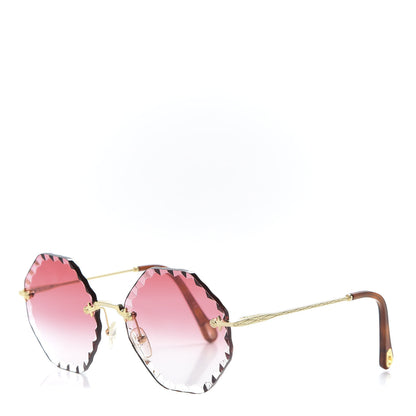Chloe Rosie Bevelled Round Sunglasses CE142S Gold Gradient Coral 1 of 7