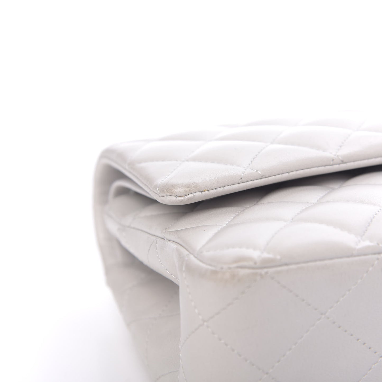 Lambskin Quilted Medium Double Flap White