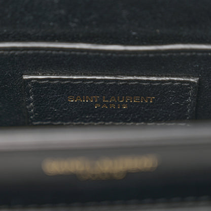 Saint Laurent Box Calfskin Monogram Medium Solferino Satchel Black 6 of 13