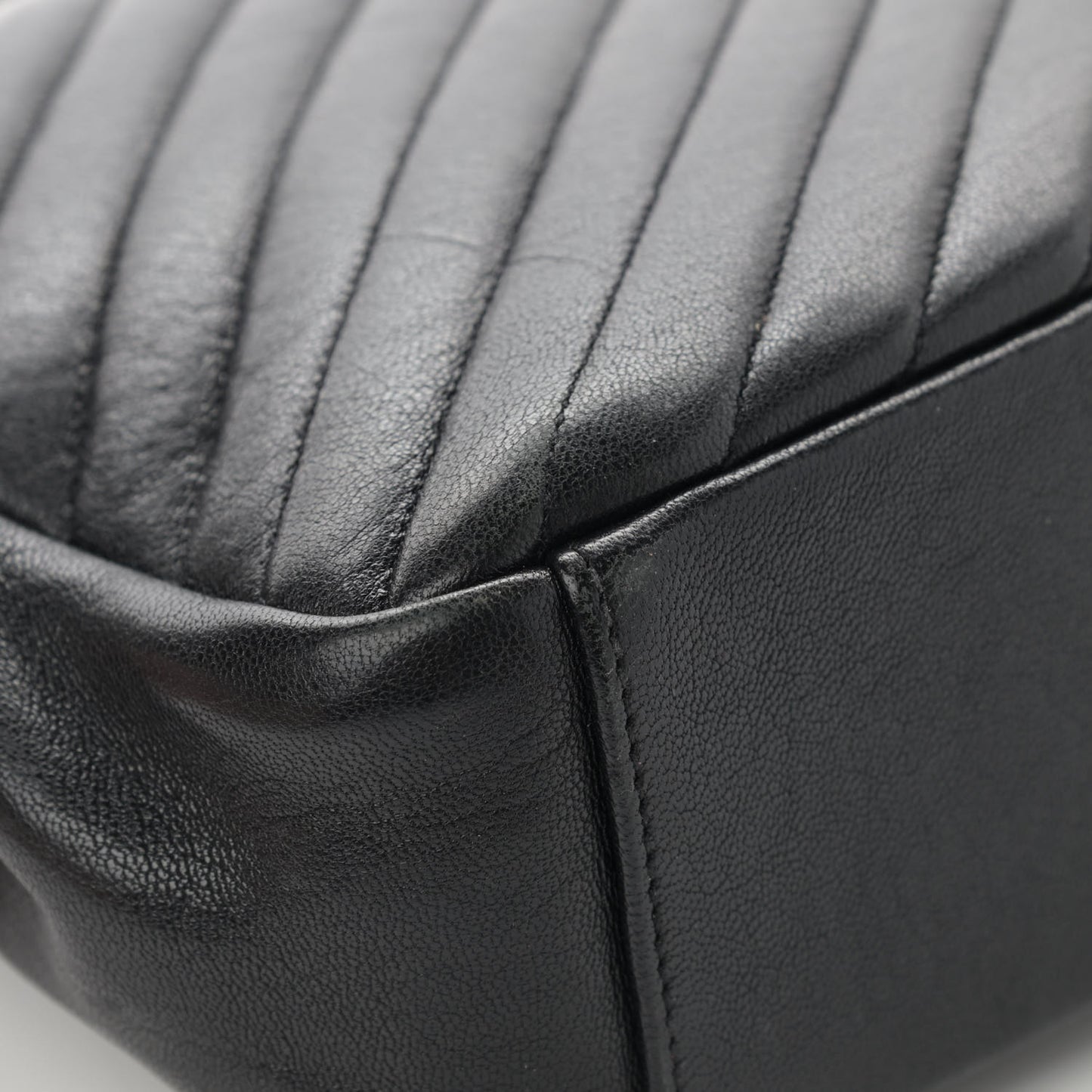 Sheepskin Matelasse Chevron Monogram Large College Satchel Black