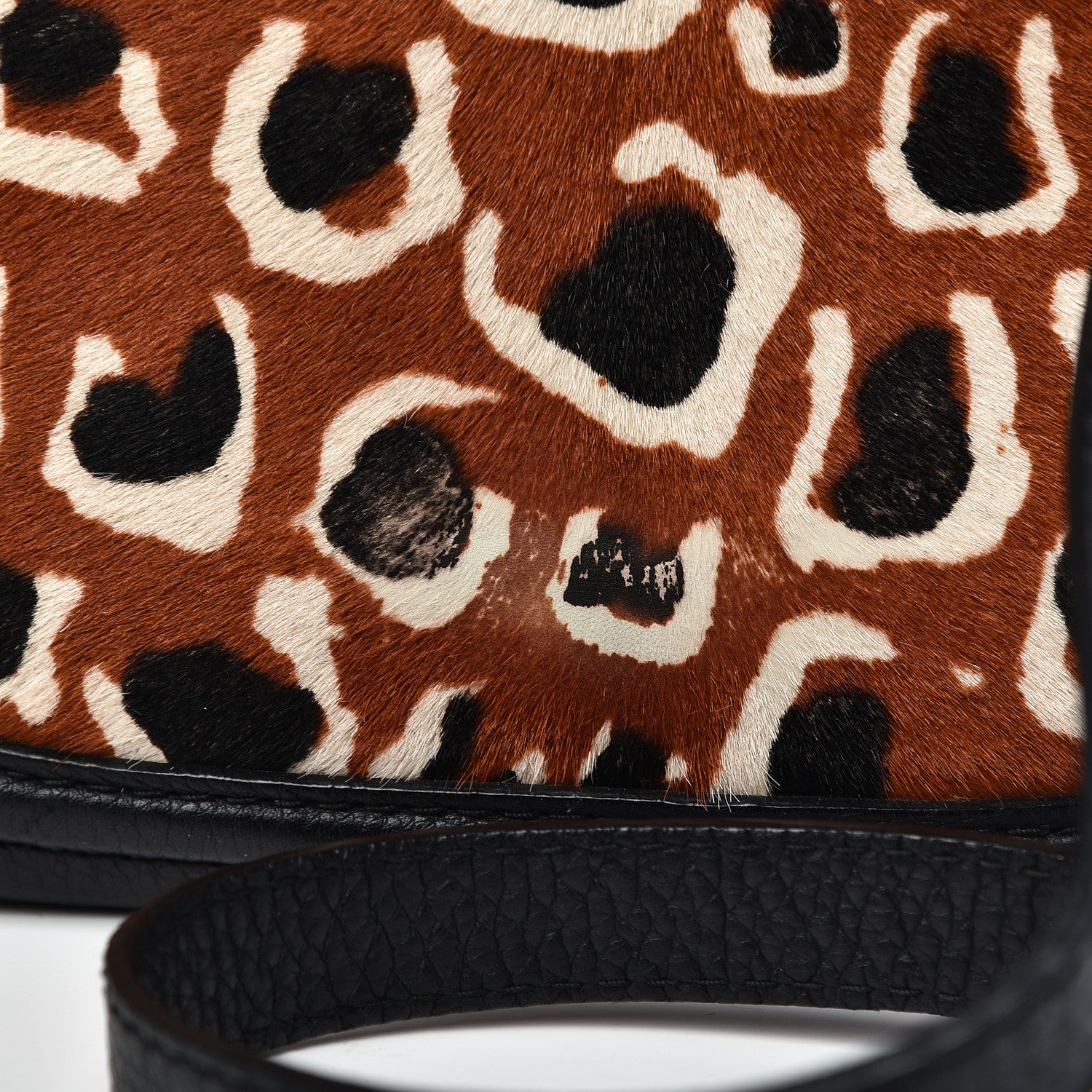 Gucci Calf Hair Leopard Print Medium New Bamboo Top Handle Bag Red 16 of 17