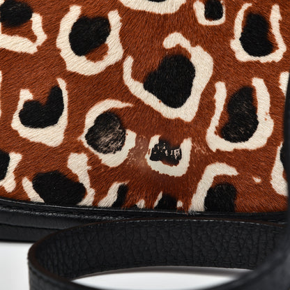 Gucci Calf Hair Leopard Print Medium New Bamboo Top Handle Bag Red 16 of 17