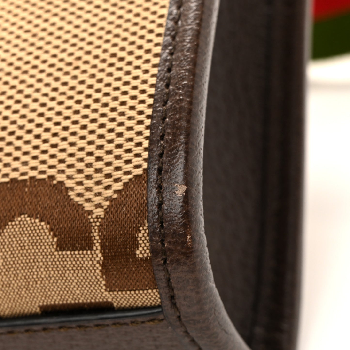 Monogram Jumbo GG Textured Dollar Calfskin Web Mini Vertical Tote Camel Ebony New Acero