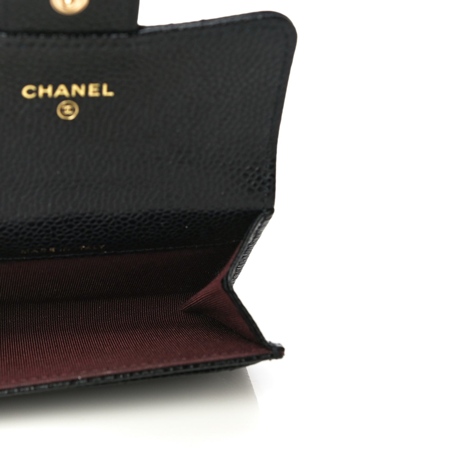 Caviar Quilted Flap Card Holder Wallet Black