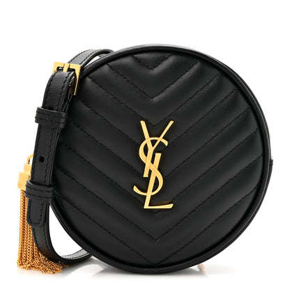 Saint Laurent Calfskin Matelasse Chevron Quilted Baby Round Vinyle Belt Bag Black 1 of 10