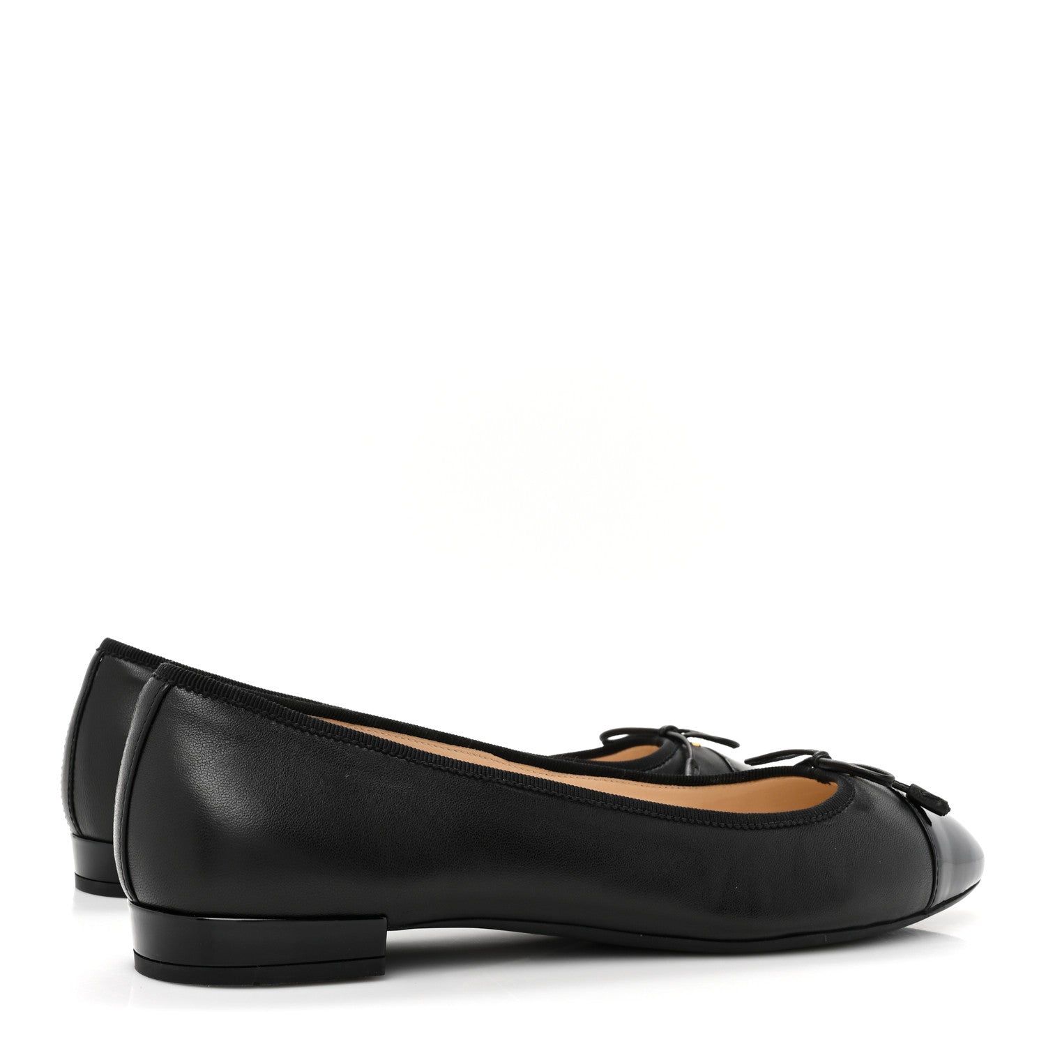 Prada Nappa Vernice Cap Toe Logo Bow Ballerina Flats 38.5 Black 4 of 12