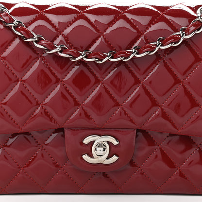 Chanel Patent Calfskin Quilted Medium Double Flap Dark Red 8 of 14