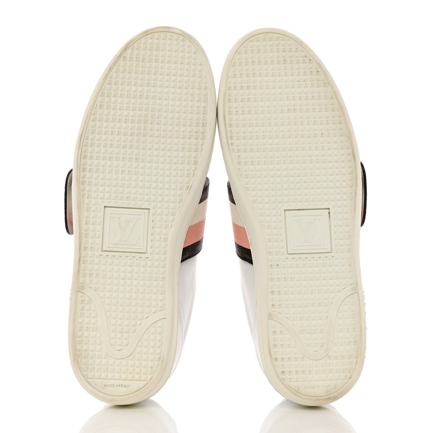 Calfskin Monogram Striped Frontrow Sneakers 38.5 White