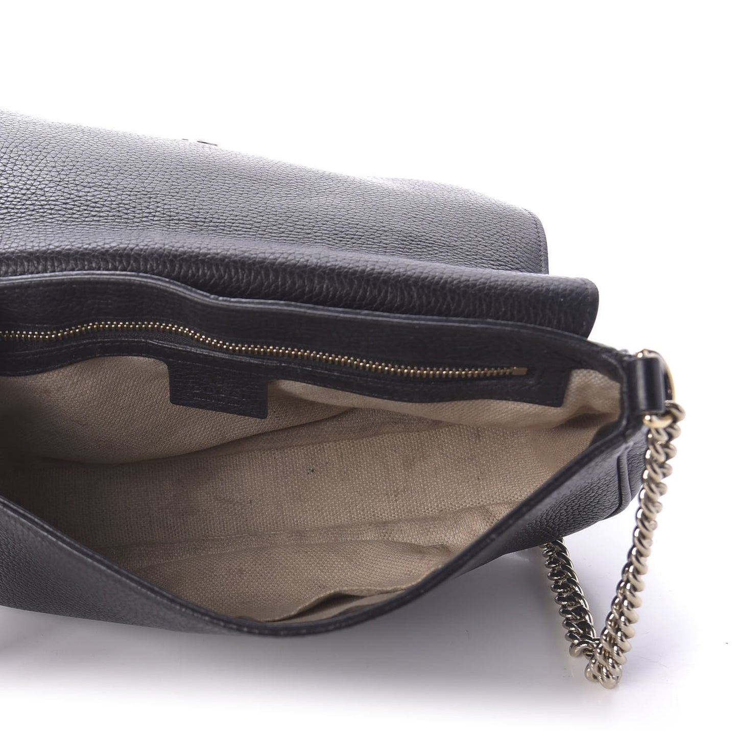 Pebbled Calfskin Medium Soho Flap Crossbody Black