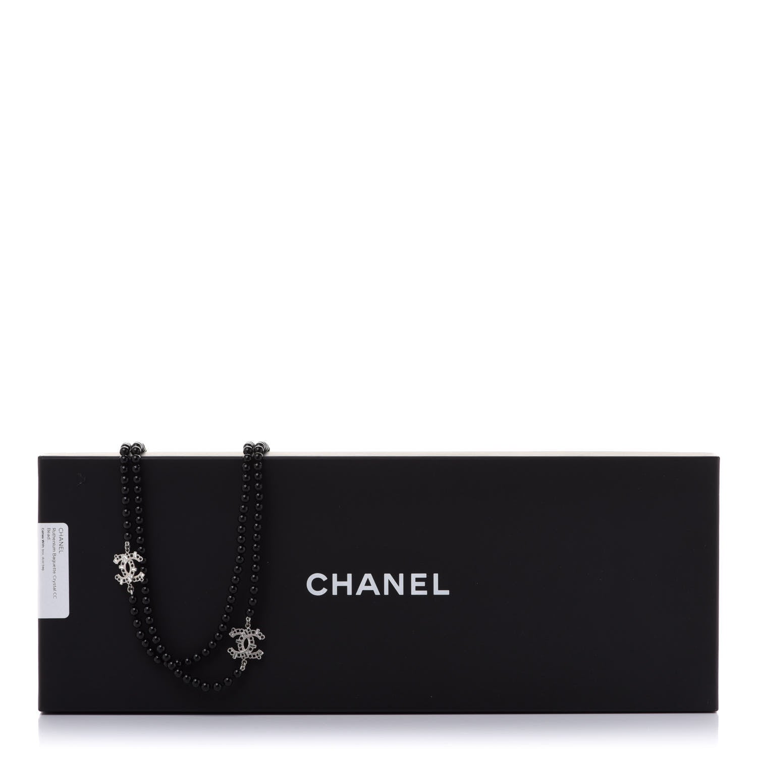 Chanel Ruthenium Crystal Baguette Pearl Beaded CC Long Necklace Black 6 of 6
