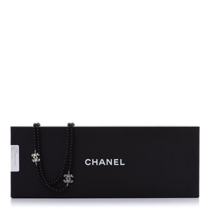 Chanel Ruthenium Crystal Baguette Pearl Beaded CC Long Necklace Black 6 of 6