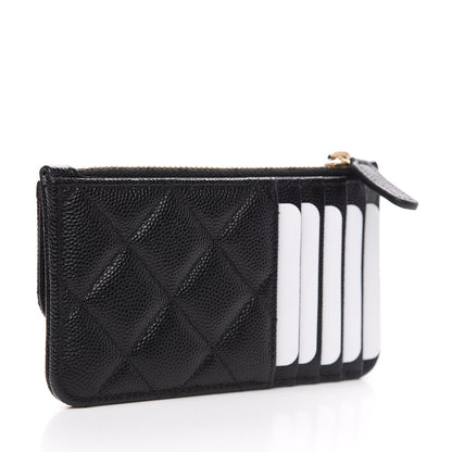 Chanel Caviar Quilted Flap Zip Card Holder Black 2 of 7