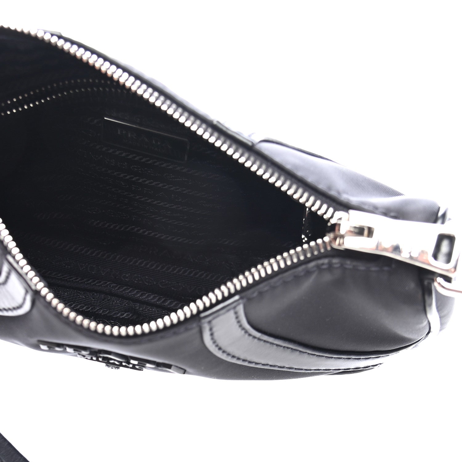 Prada Tessuto Nylon Soft Calfskin Shoulder Bag Black 5 of 9