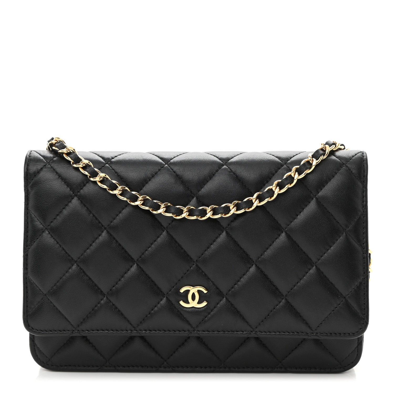 Chanel Lambskin Quilted Wallet On Chain WOC Black 1 of 14