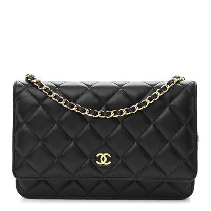 Chanel Lambskin Quilted Wallet On Chain WOC Black 1 of 14