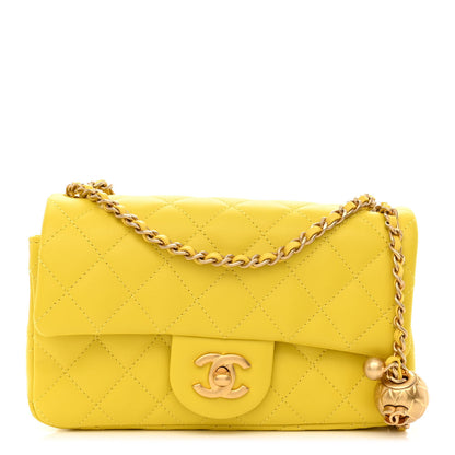 Chanel Lambskin Quilted Mini Rectangular Pearl Crush Flap Yellow 1 of 12