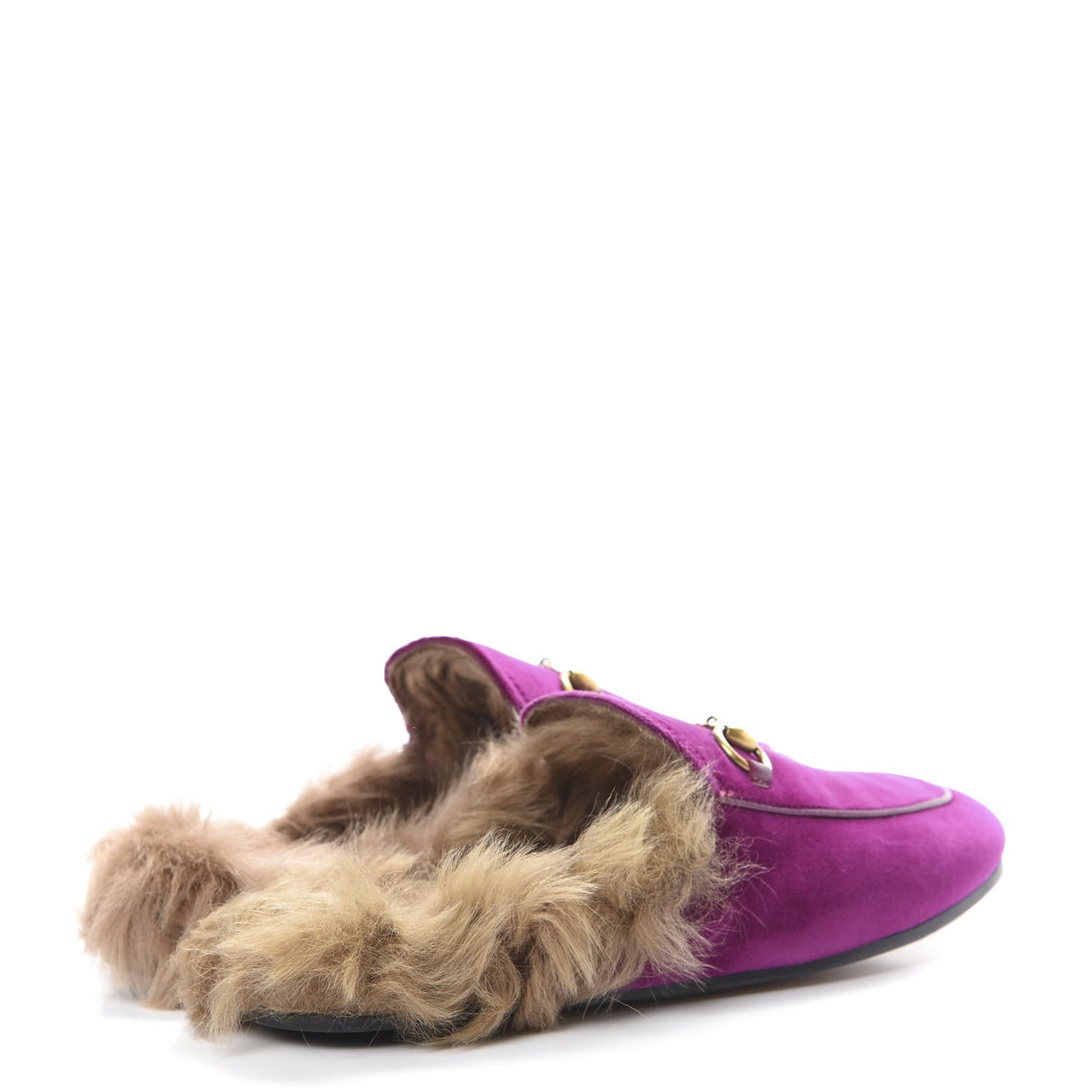 Velvet Fur Womens Princetown Slippers 37 Fucsia Violet Cyclamen Natural