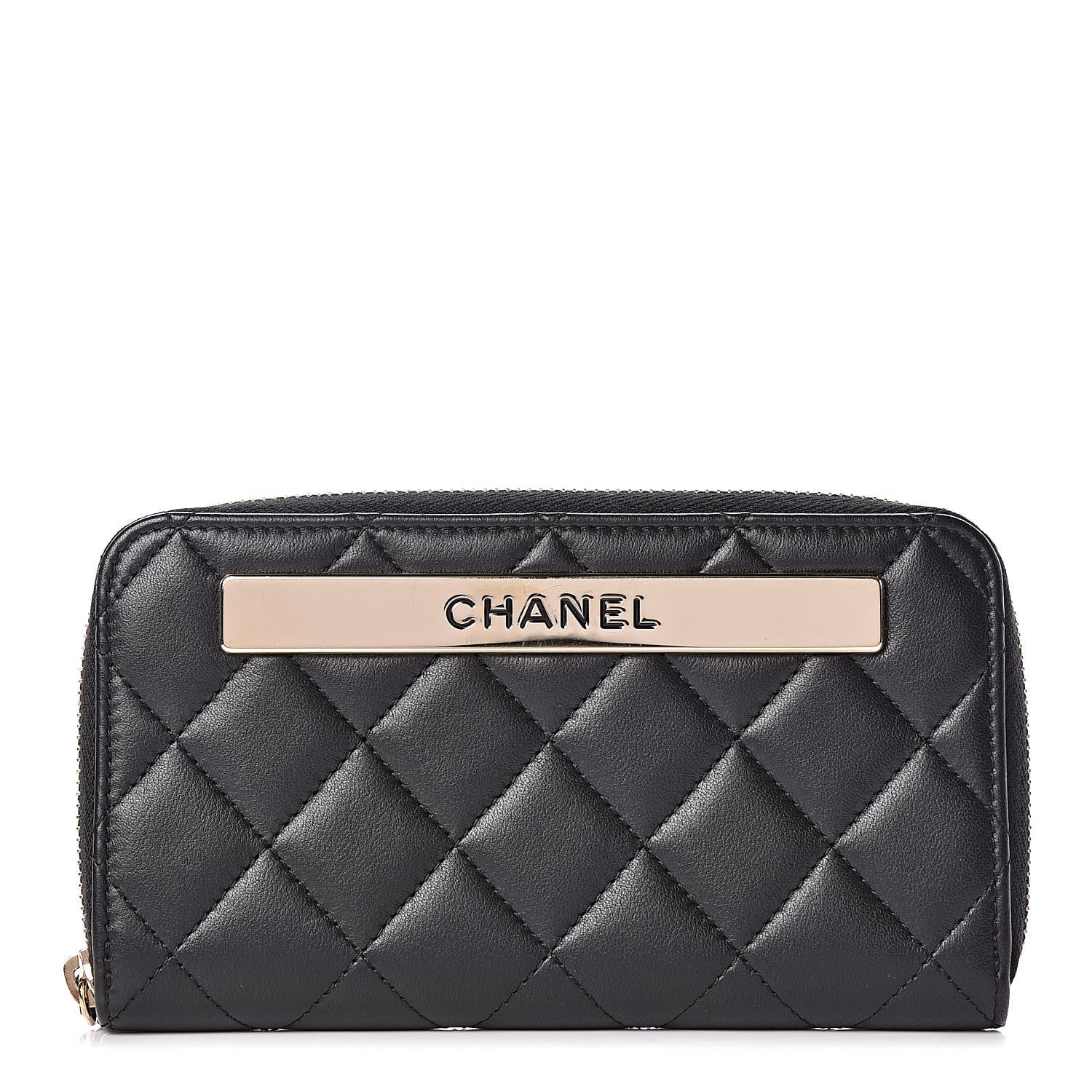 Chanel Lambskin Quilted Small Trendy CC Zip Around Wallet Black 1 of 9