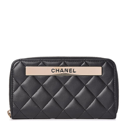 Chanel Lambskin Quilted Small Trendy CC Zip Around Wallet Black 1 of 9