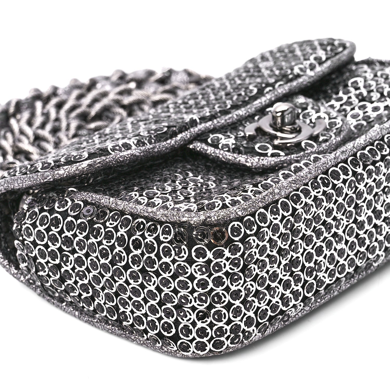 Chanel Sequin Micro Flap Dark Silver 11 of 13