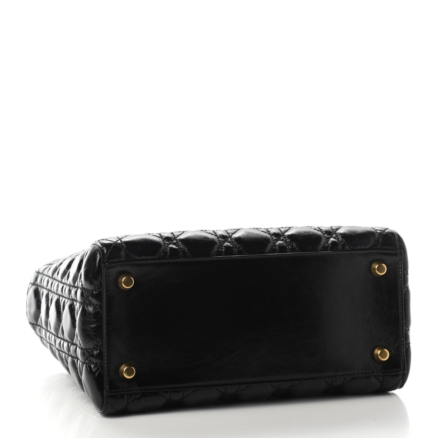 Crinkled Patent Cannage Medium Bohemian Lady Dior Black