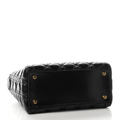 Christian Dior Crinkled Patent Cannage Medium Bohemian Lady Dior Black 3 of 7