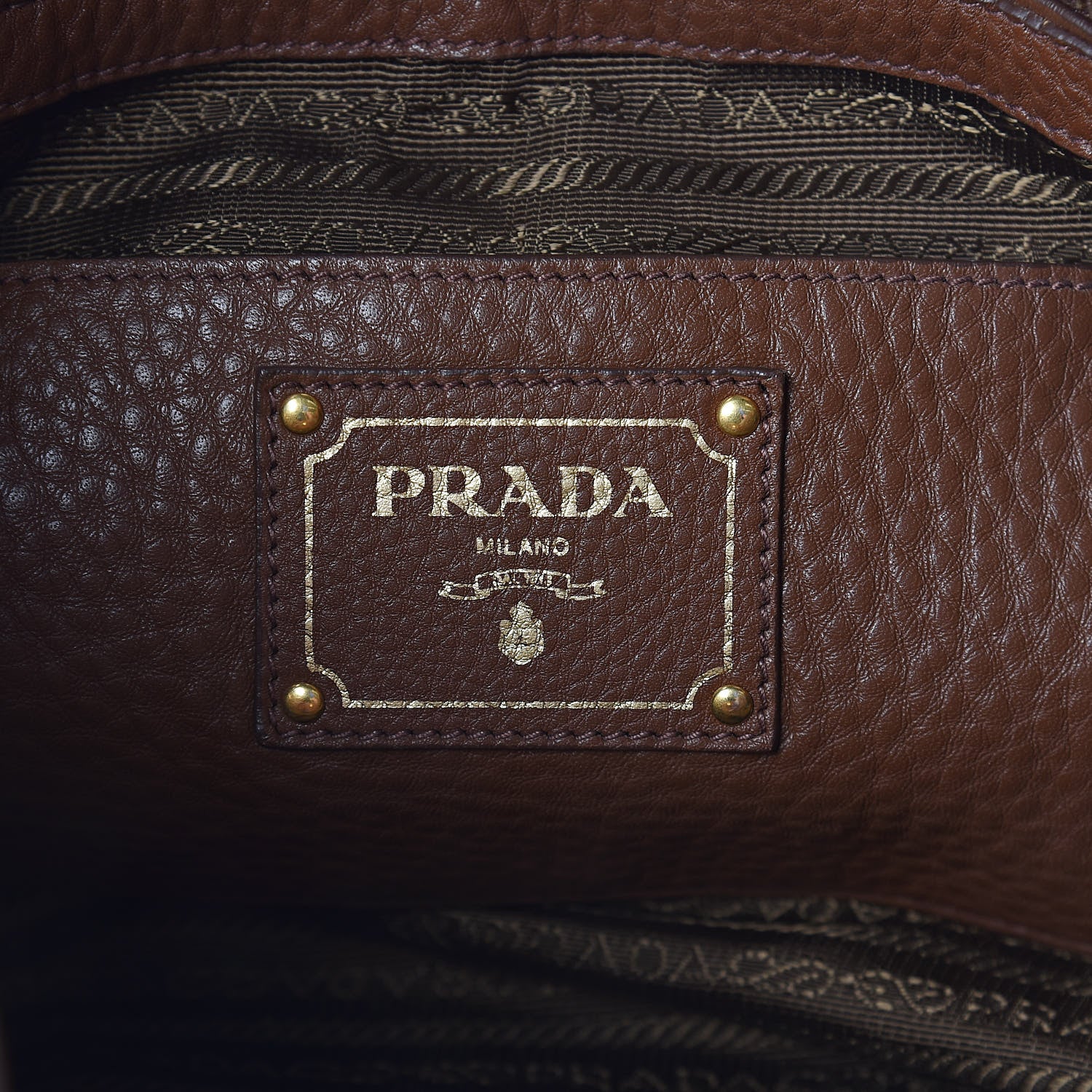 Prada Vitello Daino Side Pocket Tote Palissandro 14 of 15