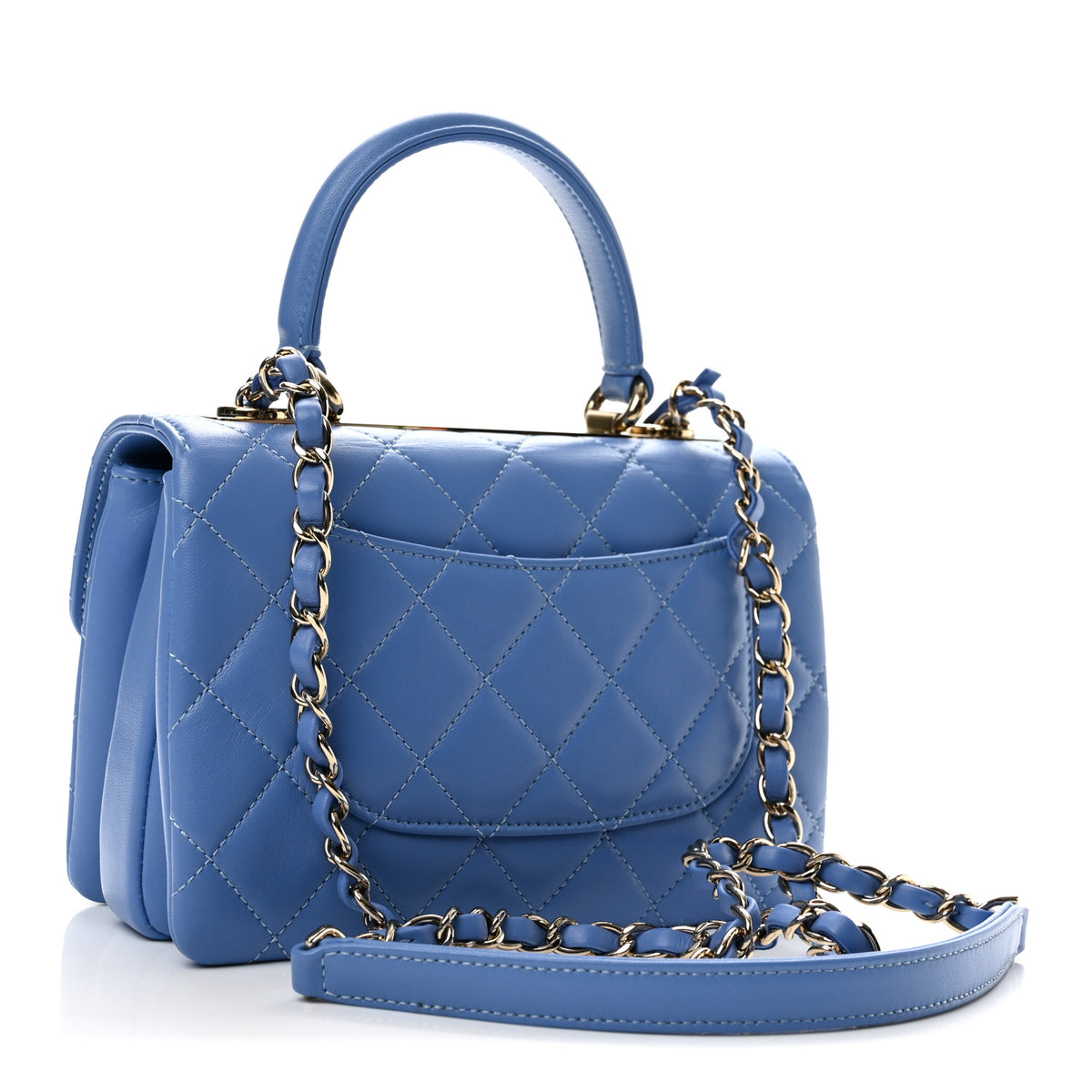 Lambskin Quilted Mini Trendy CC Dual Handle Flap Bag Light Blue
