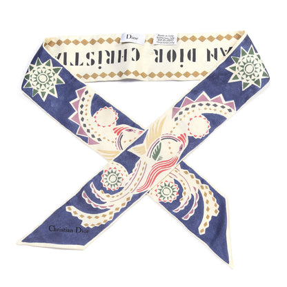 Christian Dior Silk Les 3 Royaumes Scarf Bleu Fonce 1 of 3