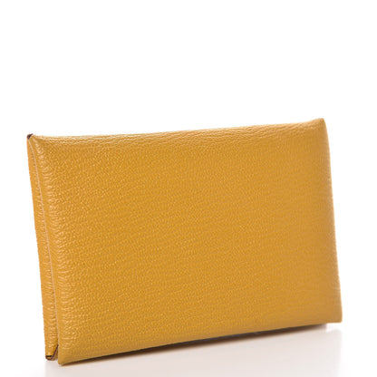 Hermes Chevre Mysore Calvi Card Case Jaune Ambre 3 of 8