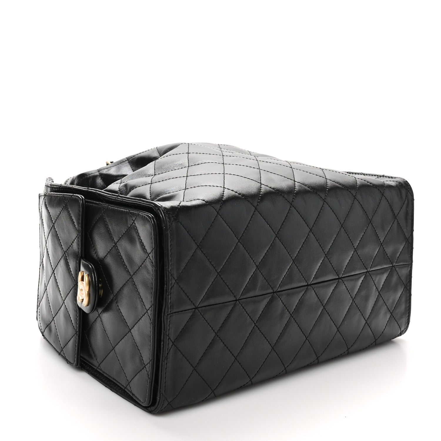 Chanel Shiny Crumpled Calfskin Quilted Medium Chanel 25 Handbag Black 5 of 11