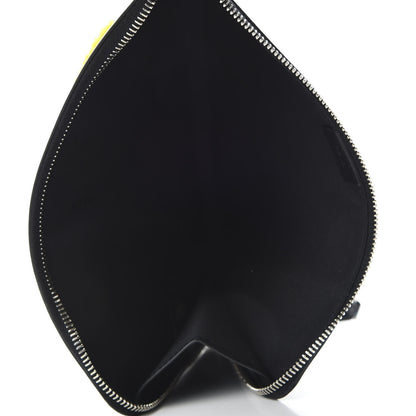 Fendi Vitello Dolce Shearling Apple Zip Around Pouch Black 5 of 7