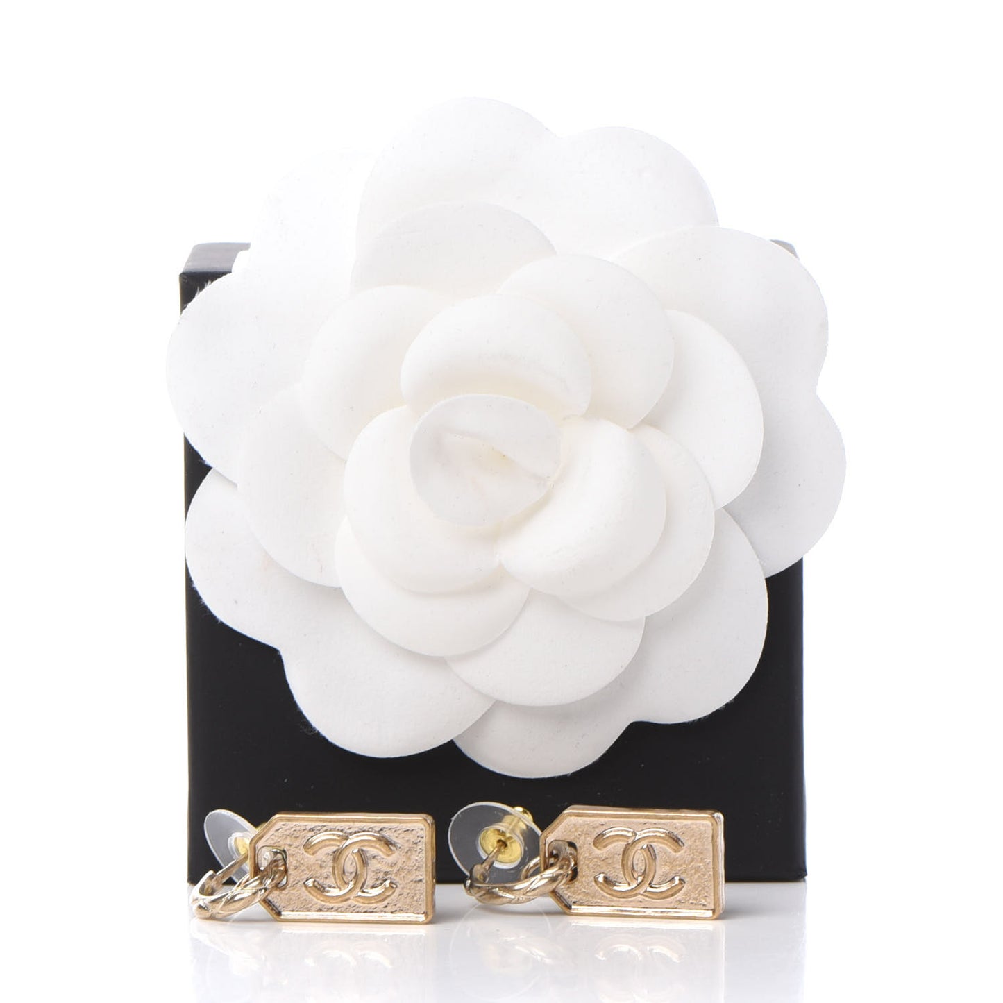 CC Tag Drop Earrings Gold