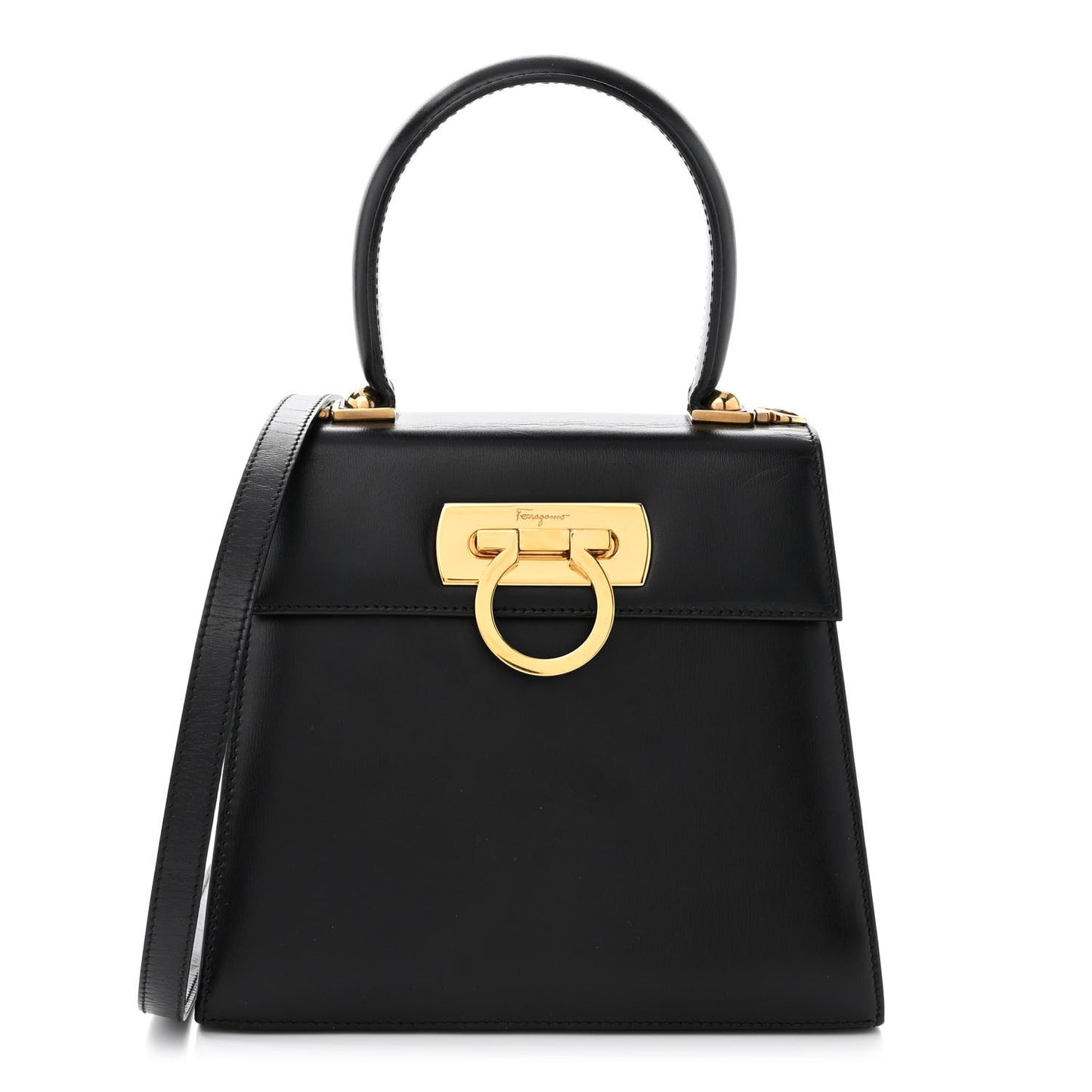 Brushed Off Calfskin Small Iconic Top Handle Black