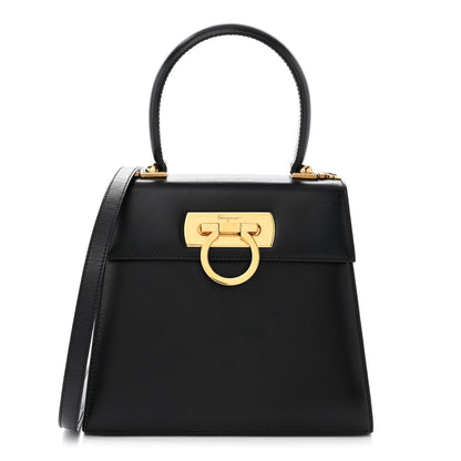 Salvatore Ferragamo Brushed Off Calfskin Small Iconic Top Handle Black 1 of 9