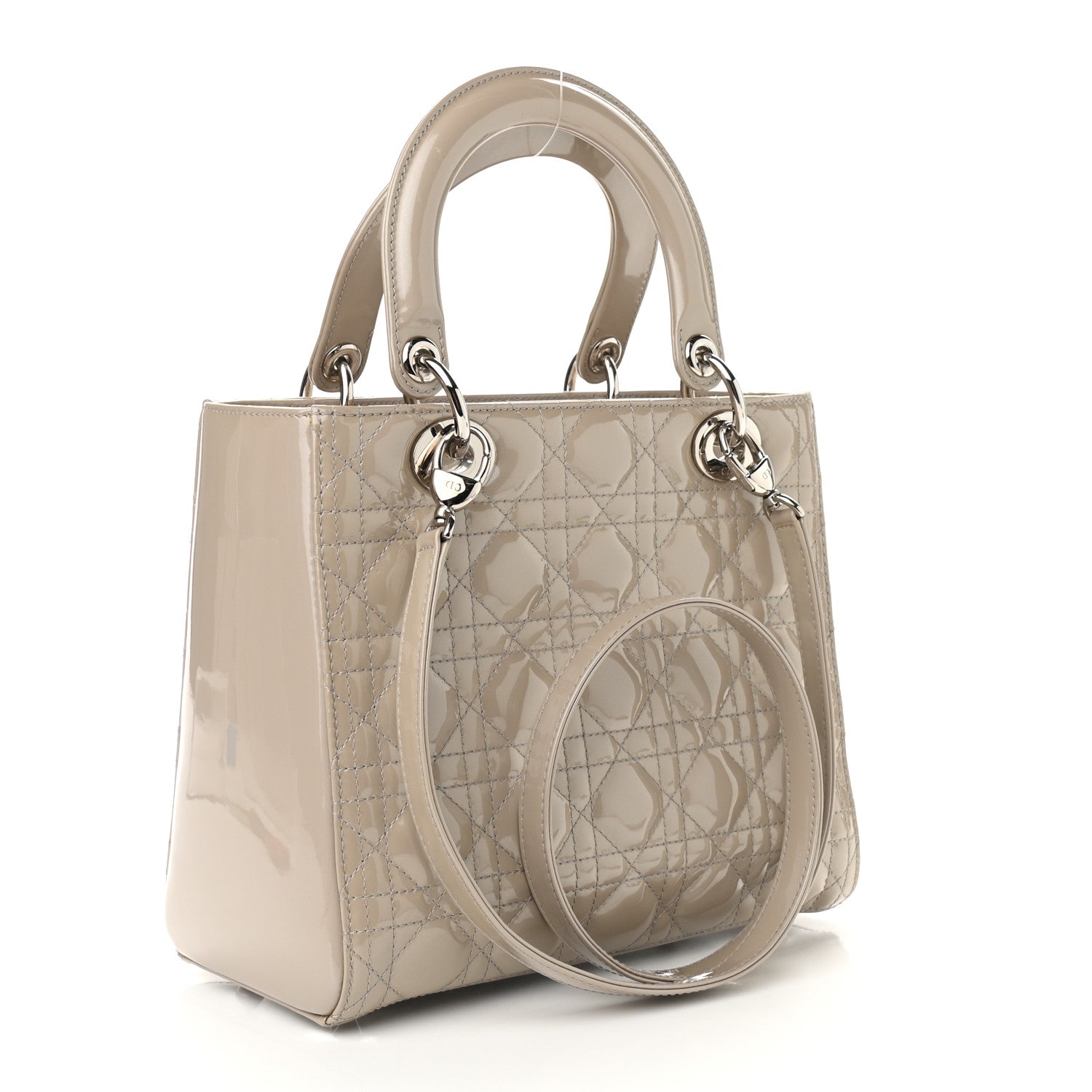 Christian Dior Patent Cannage Medium Lady Dior Beige 3 of 10